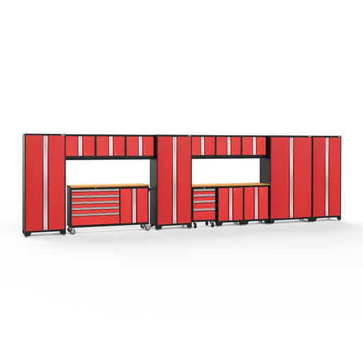 NewAge Bold Series 15-piece garage cabinet set with rolling work center