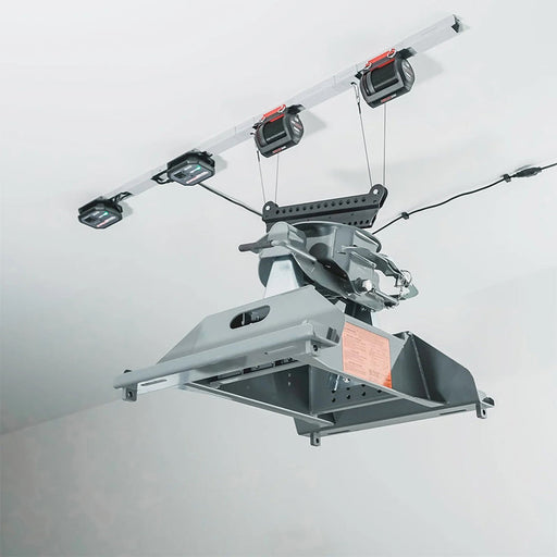 SmarterHome Fifth Wheel Hitch Lift in garage