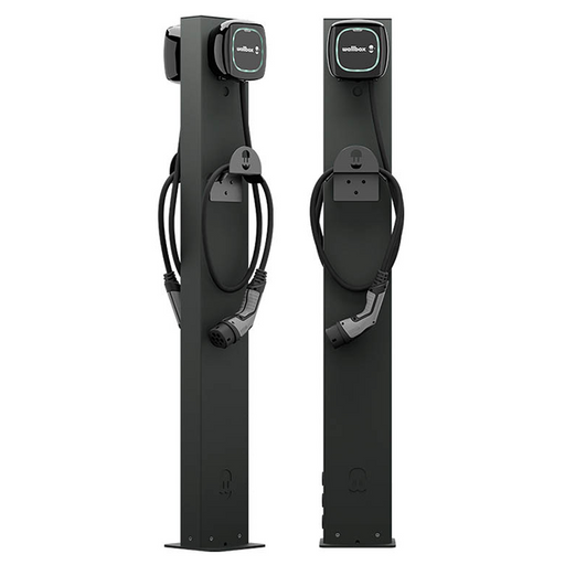 Wallbox Eiffel pedestal mount front view with single charger