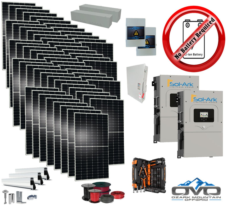 30KW Complete Offgrid Solar Kit + 2x 15K Sol-Ark Inverter +30.8KW Solar with Mounting Rails and Wiring
