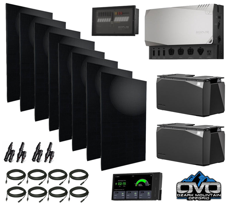 EcoFlow Power Kit 120V Output - 1x 3600 Watt Solar Generator / 10000wH Lithium Storage / 2600w Solar Complete Offgrid Kit