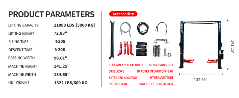 Katool KT-AS110D Asymmetric Car Lift 11,000 lbs.