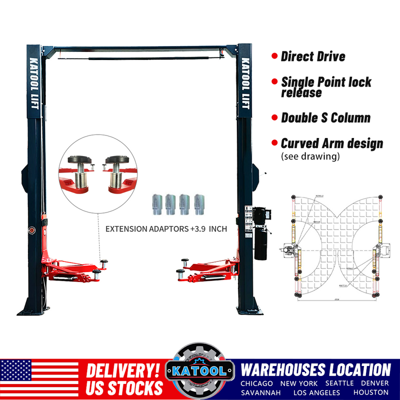 Katool KT-AS110D Asymmetric Car Lift 11,000 lbs.