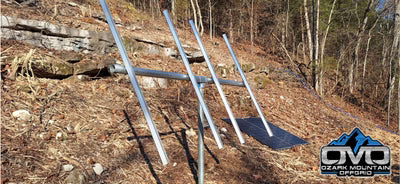 Ozark Mountain Adjustable Solar Panel 3" Pole Mount - 4x Solar Panels - 1440 Watt Array