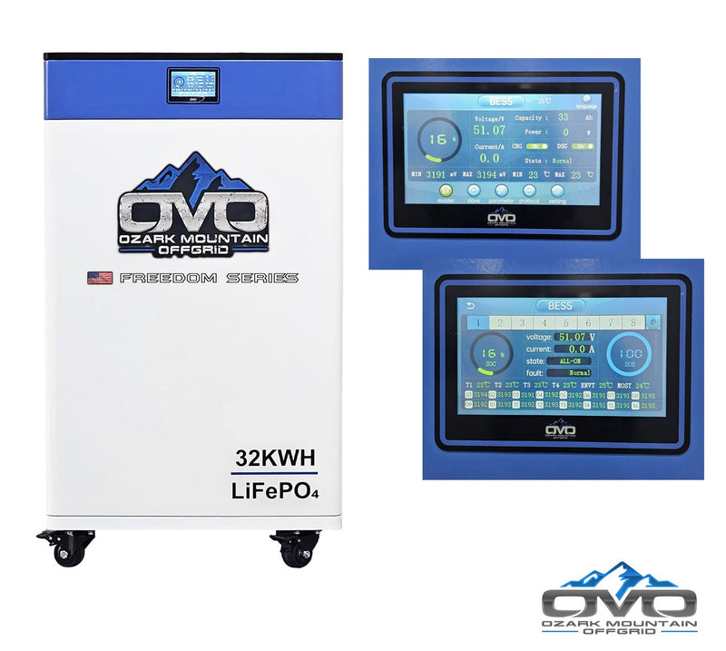 30KW Complete Offgrid Solar Kit + EG4 FlexBOSS21 + 3x 32KW OMO 48V Freedom Series Lithium Battery + 30.8KW Solar with Roof Mounting Rails and Wiring