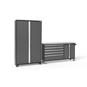 Lockable steel doors on NewAge Bold Series cabinet set