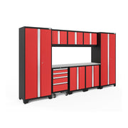 Lockable steel garage lockers with integrated full-length handles