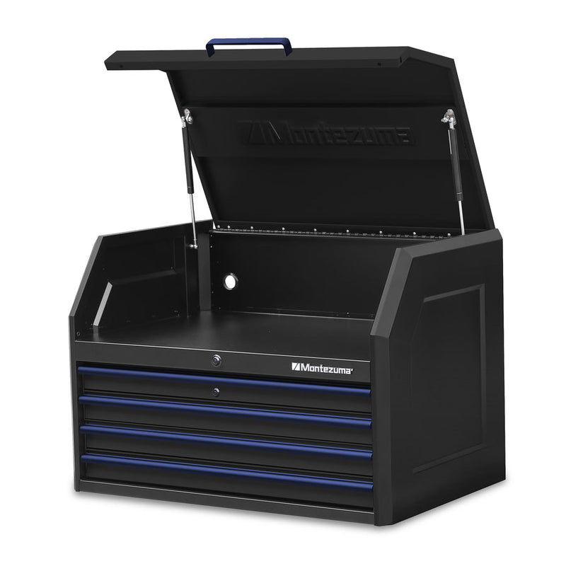 Montezuma Storage 36 in X 24 in 10-Drawer Rolling Tool Chest and Cabinet Combo in Blue and Black