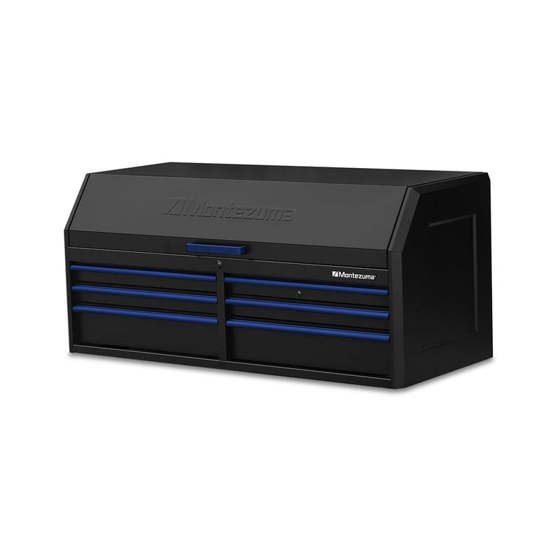 Montezuma Storage 56 in X 24 in 17-Drawer Rolling Tool Chest and Cabinet Combo in Blue and Black