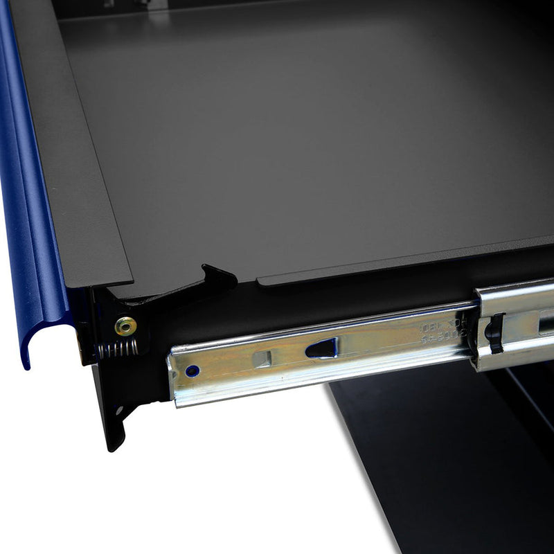 Montezuma Storage 72 in X 24 in 26-Drawer Rolling Tool Chest and Cabinet Combo in Blue and Black