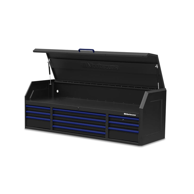 Montezuma Storage 72 in X 24 in 26-Drawer Rolling Tool Chest and Cabinet Combo in Blue and Black