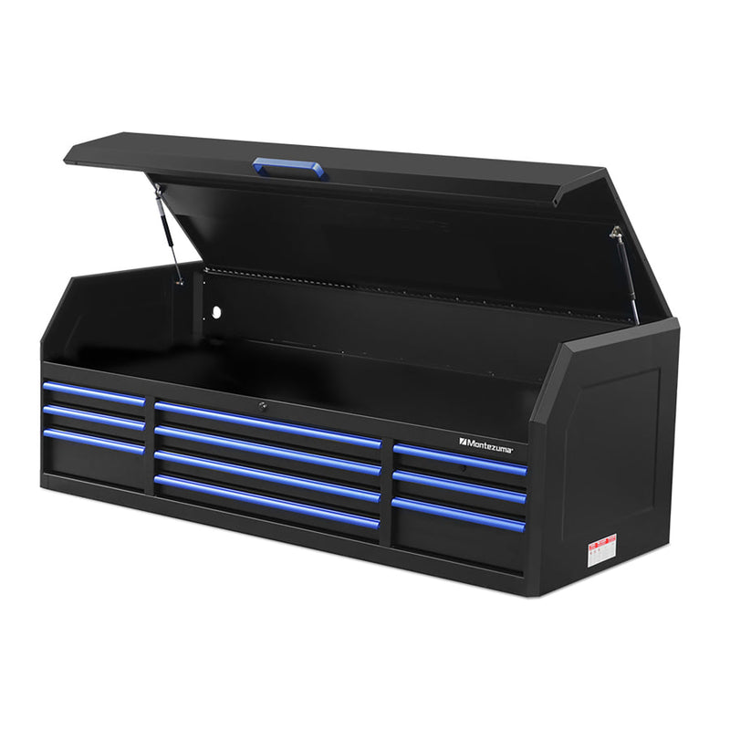 Montezuma Storage 72 in X 30 in 26-Drawer Rolling Tool Chest and Cabinet Combo in Blue and Black