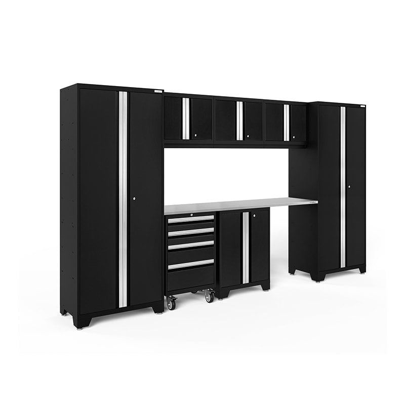 NewAge Bold Series 8 Piece garage cabinets with rolling tool drawer
