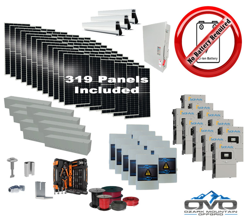 175KW Complete Offgrid Solar Kit + 10x 15K Sol-Ark Inverter +175.45KW Solar with Mounting Rails and Wiring