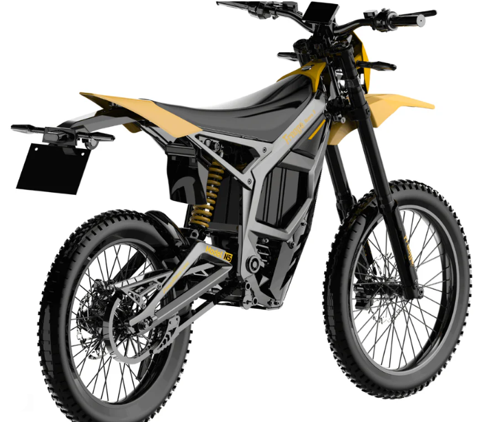 Black and yellow Nova 5 Electric Dirt Bike