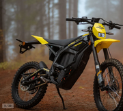 Yellow and black Dirt Bike in a forest setting