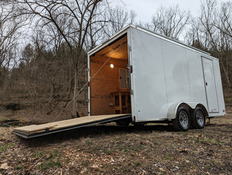 16' Enclosed SOLAR POWERED Offgrid Self-Sufficient Trailer - Concession Window Expanded Solar Array / Expanded Lithium battery bank - MOBILE STOREFRONT VERSION